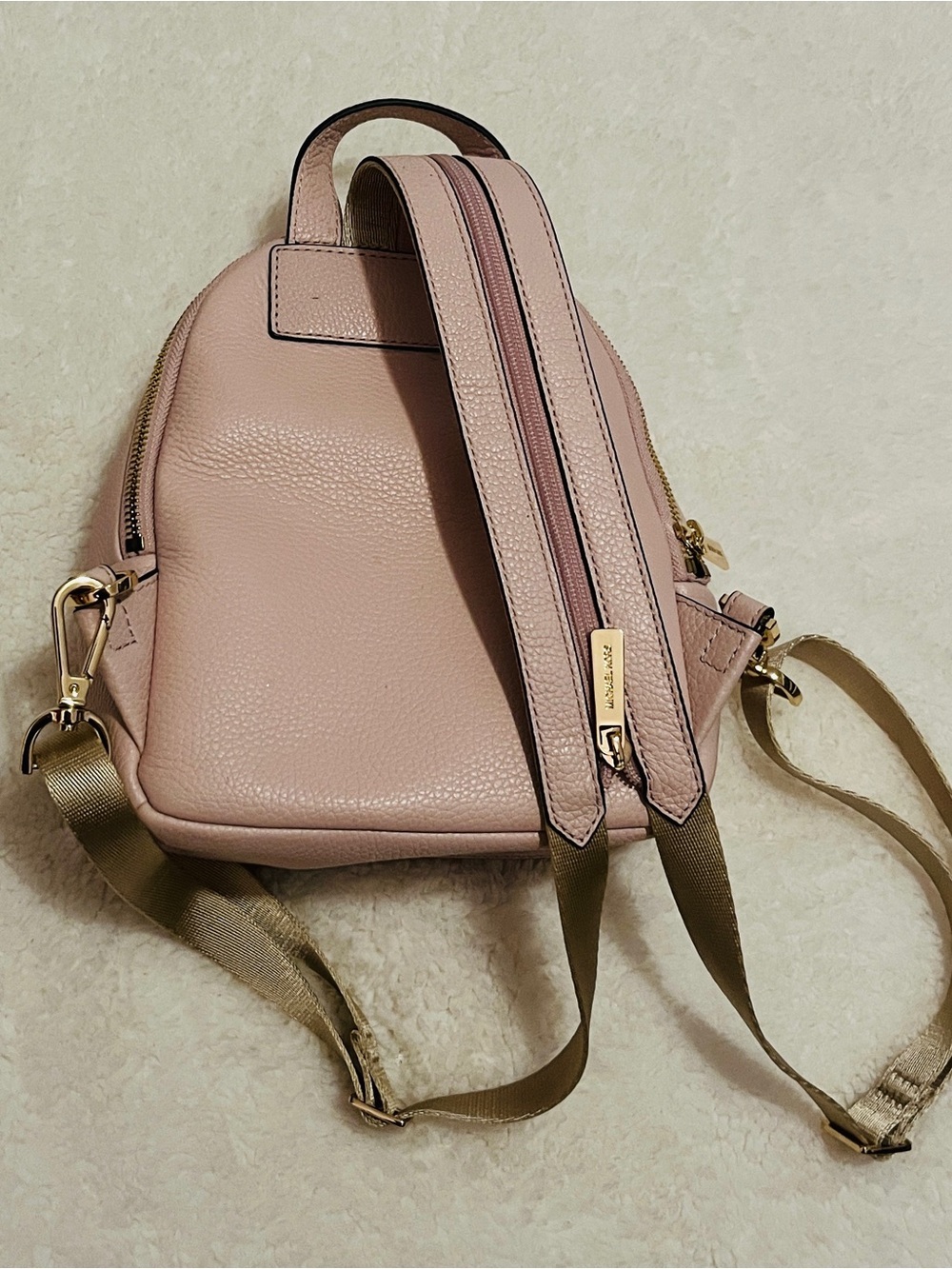 Michael Kors Blush Pebbled Leather Mini Backpack with Gold Hardware - Picture 8 of 9